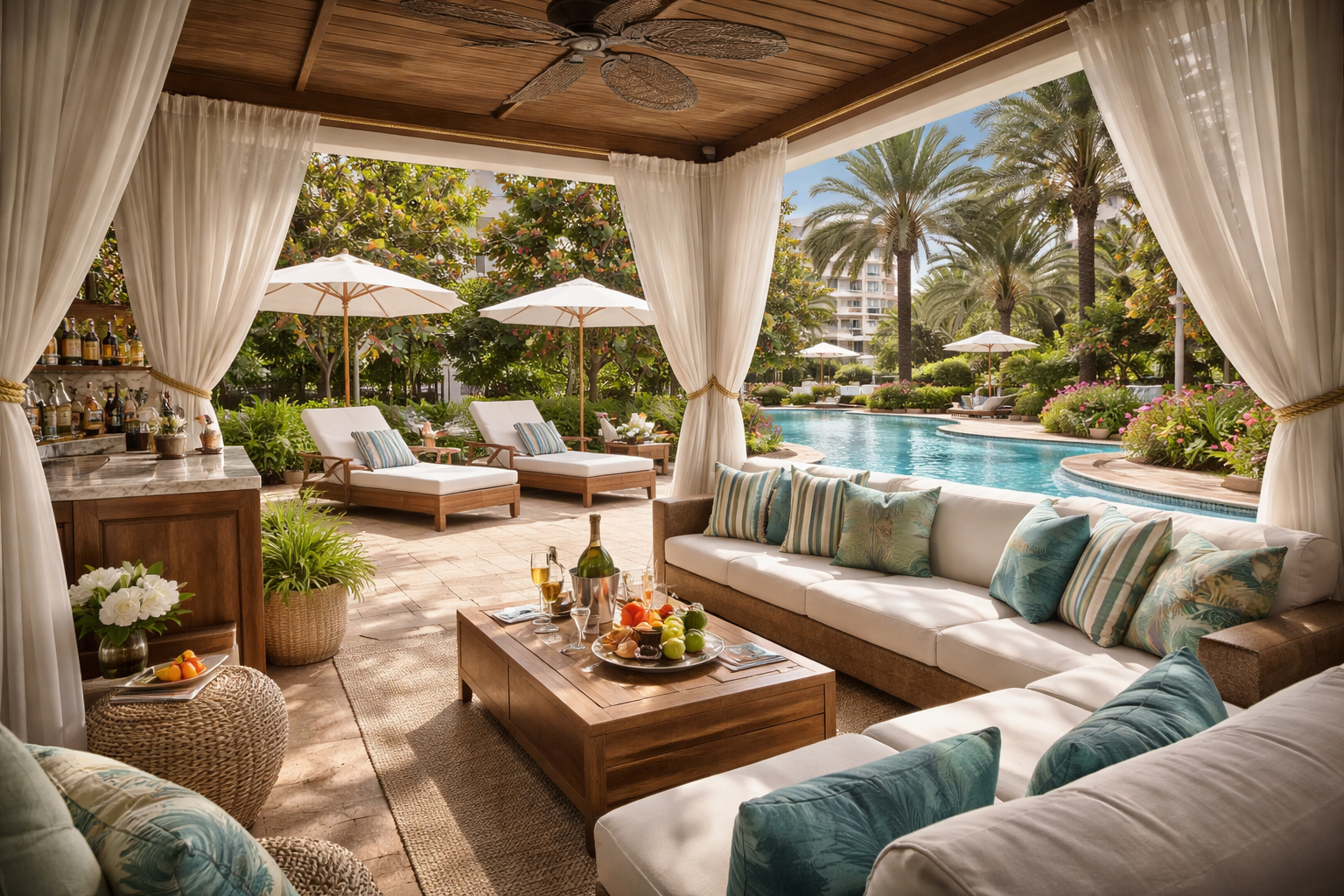 Luxury pool cabana